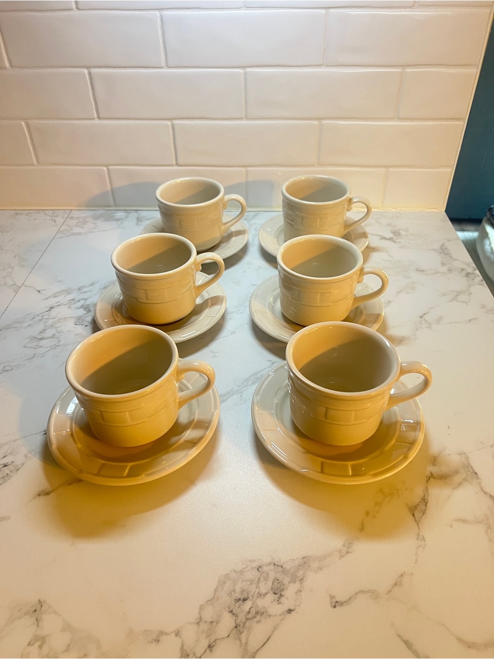 Longaberger Woven Traditions, Ivory, Coffee Cups and Saucer Set, 12 pcs, Vintage
